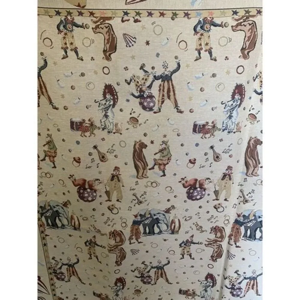 Metrax Vintage Clown Circus Bear Elephant Tan Tapestry quilt Large‎ unique